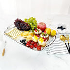 TP Serving Trays with Handles, 17 x 12 Inch Melamine Serving Platters for Food, Meat, Set of 2 Rectangular Trays for Eating, Rustic White