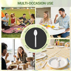Compostable Spoons [500 Pcs] Disposable Spoons Bulk BPI Certified BPA-Free, Heat Resistant, Durable Disposable Utensils Alternative to Plastic Silverware for Daily, Party & Camping