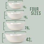 Home Beets White Ceramic Serving Bowls for Entertaining, 10-18-28-42 Ounce, Microwave, Oven & Dishwasher Safe, Large Serving Dishes, Prep Salad Bowls for Pasta, Parties, Catering, Set of 4