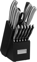 CUISINART Block Knife Set, 15pc Cutlery Knife Set with Steel Blades for Precise Cutting , Lightweight, Stainless Steel, Durable & Dishwasher Safe,C77SS-15P