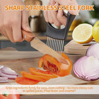 1PC Onion Holder for Slicing, Upgraded Stainless Steel Onion Slicer Holder with Ergonomic Handle, Tomato Cutter, Vegetable Slicing Tool, Meat Tenderizer, Kitchen Food Cutting Gadget