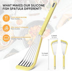 Nonstick Fish Spatula,Maywe Tanso Thin Slotted Spatulas Turner Silicone Fish Spatulas for Nonstick Cookware,High Heat Resistant BPA Free Cooking Utensils,Ideal for Fish,Eggs,Pancakes
