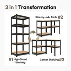 HOMEDANT House Black 5 Tier 24.4" W Laminated Metal Shelving Unit Adjustable Storage Utility Rack Heavy Duty Shelves Organization Multipurpose Shelf Kitchen Garage Pantry Closet 2 Pack