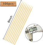 HANSGO 8Inch Natural Bamboo Skewers, with 5PCS Food Prep Gloves, 100PCS Wooden Skewers for Appetizers, Fruit, Kabobs, Grilling Kebabs, Corns, Cocktail Picks for Drinks, Sturdy & Durable