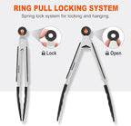 Anaeat 3 Pack 7" Mini Non-Stick Silicone Locking Tongs - Stainless Steel Kitchen Food Tong with Non-Slip Silicone Tips and Grip for Cooking, Baking and BBQ - Metal Tongs Heat Resistant up to 480°F