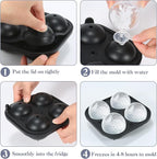 4 Holes Ice Cubes Silicone 2.5 inch Golf Ball Ice Cube Molds for Whiskey, Cocktails, Beer, Golf Gift, Party Tray with Funnel