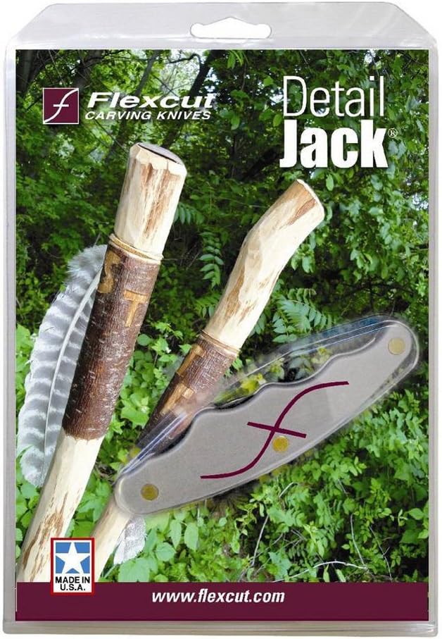 FLEXCUT Carving Tools Detail Jack | Ergonomic Wood Carving Knife with Ergonomic Aluminum Pistol Grip Style Handle to Minimize Hand Fatigue | JKN90 | Made in the USA