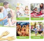 Bamboo Cutlery Set | 2000PK Mini Forks 3.54" Disposable Small 100% Compostable Eco-Friendly Renewable Natural Fork Bulk for Dessert/Fruit