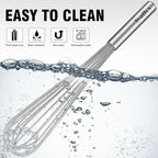Walfos Whisk,17in Large Whisks, Heavy Duty Stainless Steel Wire Whisk Ideal For Beating Eggs, Blending Sauces, Mixing Batter.