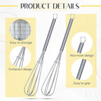 Baderke 10 Pcs 6 Inch Mini Whisk Bulk Small Whisks for Cooking 304 Stainless Steel Tiny Whisk for Baking, Whipping, Beating Eggs, Mixing Sauces, Blending Ingredients
