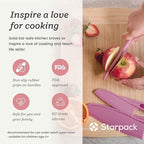 Starpack 'Finger Loving' Kid Safe Kitchen Knife Set of 3 - Kids Knife Set for Real Cooking - Serrated Edges Toddler Knife Sets for 3+ Year Olds - Montessori Knife Sets - BPA-Free Nylon Knives for Kids