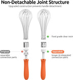 U-Taste Balloon Whisk for Cooking: 18/10 Stainless Steel Kitchen Wire Whisk, 12in Large Heavy Duty Egg Beater, Manual Mixing Tool with 12 High Flex Wires for Stirring, Blending Sauce (Orange)