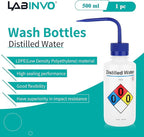 Distilled Water Wash Bottles, 1 PC of Vol.500ml (17oz), Narrow Mouth, Self-Venting Safety Wash Bottles, LDPE Material,IN-WBD501