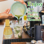Matcha Whisk Set, Ceramic Matcha Bowl with Spout, Bamboo Whisk, Traditional Scoop, Chasen Holder, Powder Sifter, Japanese Tea Making Kit for Matcha Lovers Beginners Birthday Christmas Gift