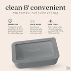 Ceramic Coated Glass Food Storage Container | No PTFE, PFOA, PFAS, and BPA | Reusable Non Toxic Meal Prep Container with Glass Lid | Easy To Store | 2.5 Cup Square [Smoke]