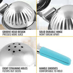 Zulay Kitchen Lemon Squeezer Stainless Steel with Premium Heavy Duty Solid Metal Squeezer Bowl and Food Grade Silicone Handles - Large Manual Citrus Press Juicer and Lime Squeezer (Blue)