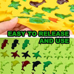 KRLIFCSL Mini Gummy Ocean Animals Silicone Candy Molds Including Hippocampus, Starfishs, Dolphins, Whales, Shells, Worms, for Making Gummies, Chocolates, Vitamin Candy, Pack of 3. (Mini Sea Animal)