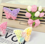 Flower Butterfly Candle Mold, Floral Butterfly Silicone Mold, Tulip Bouquet Flower Resin Mold for Soap Soy Wax Epoxy DIY Handcraft Home Ornaments Wedding Party Decoration