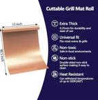 UBeesize 13x90 Inch Copper Grill Mats Roll for Outdoor Grill- Heavy Duty Non-Stick BBQ Grilling Mat & Oven Liner, Reusable, Easy to Clean - Cut to Custom Fit Oven, Gas, Charcoal, and Electric BBQ