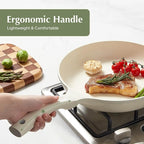 Redchef Ceramic Frying Pan, Small Nonstick Frying Pan, Non Stick Pans for Eggs & Omelets, PFOA & PFAS-Free, Fast & Even Heat, Compatible with All Cooktops, Dishwasher Safe, Beige White, 9.5"