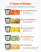 VEVOR Electric Cheese Grater Salad Maker, 200W Salad Shooter, Electric Vegetable Slicer Shredder Chopper for Fruits with 5 Attachments, Stainless Steel Food Cutter for Vegetables, and Cheeses
