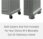 Crosley Furniture Alexandria Wood Top Rolling Kitchen Island Storage Cart, Microwave Stand, Spice Rack, Gray