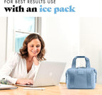 Fit & Fresh Remi Neoprene Lunch Bag For Women - Meal Prep Kit with Containers & XL Ice Pack, Self Insulating Neoprene-like Material, Machine Washable Lunch Bag, Tear-Resistant, Stain-Resistant, Slate