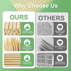 Bamboo Candy Apple Skewer Sticks Semi Pointed, 5mm 5.5inch Cotton Rock Candy Caramel Lollipop Sticks, Natural Wooden BBQ Barbecue Skewer for Corn Dog 50 PCS