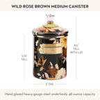 MACKENZIE-CHILDS Enamel Canister, Kitchen Storage Container with Lid, Medium, Wild Rose Brown