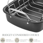 KITESSENSU Nonstick Turkey Roasting Pan with Rack, Gold