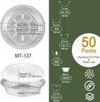 7" Aluminum Foil Pans with Clear Lids 50 Pack,Heavy Duty Disposable Containers for Roasting,Storing,Baking,Cooking,Recyclable
