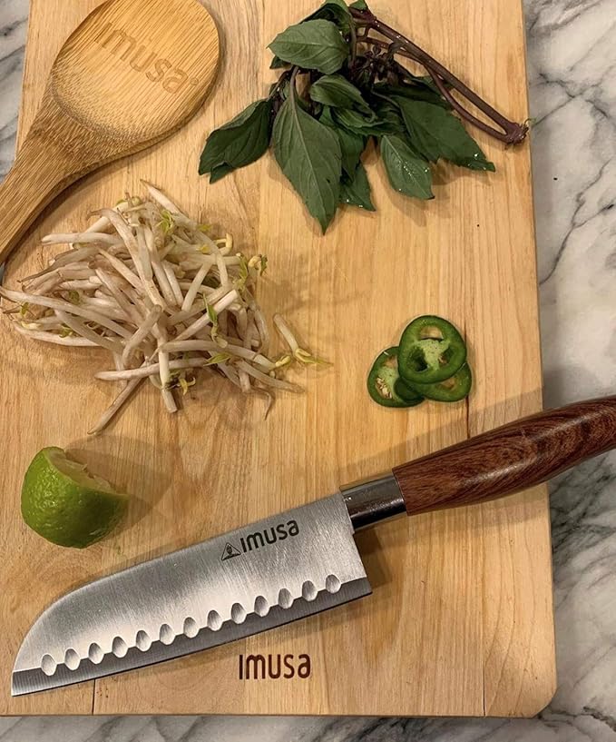 IMUSA 6in Chef WL Stainless Steel Santoku Knife with Wood Look Handle