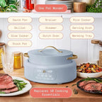 Beautiful 10-in-1 6Qt Electric Multi-Cooker with 7 Presets,Oven-Safe Pot & Lid,Sauté,Steam,Slow Cook,Slow Cooker,Simmer, Rice & Mor, Touch Display,Dishwasher Safe,Serves Up to 7(Cornflower Blue)