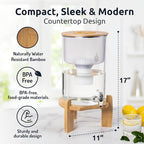 pH Recharge Glass Alkaline Water Filter Dispenser - Countertop Water Filter System - Purifier Pitcher for Home and Office - High pH Pure Drinking Water Filtration - 8.5L/2.25 Gal