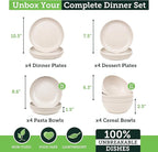 Grow Forward 16-piece Premium Wheat Straw Dinnerware Sets for 4 - Unbreakable Dishwasher & Microwave Safe Plastic Plates and Bowls Sets - Patio, Outdoors, RV, Camping Dishes - Sahara