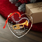 Customized Cornet Player Christmas Glass Ornament 2025, Personalized Text Name & Year Cornet Xmas Tree Ornaments, Music Instrument Themed Xmas Ornament Gift for Him Her, Music Lover Keepsake