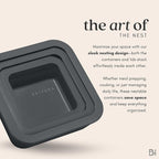 Ceramic Coated Glass Food Storage Container | No PTFE, PFOA, PFAS, and BPA | Reusable Non Toxic Meal Prep Container with Glass Lid | Easy To Store | 11 Cup Rectangle [Onyx]