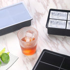 Large Ice Cube Trays for Whiskey: BECOKIT Big Silicone Ice Cube Trays - 3 * 2Inch Square Ice Cubed Tray for Bourbon Whisky and Cocktail - 2Pack Giant Silicon Ice Cube Tray (Black 2 Tray)