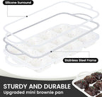 Vinino Silicone Brownie Pan With Dividers, 2 Pack Mini Loaf Pan for Baking Individual, Nonstick 12 Cups Square Muffin Cupcake Pans with Metal Reinforced Frame-Cream