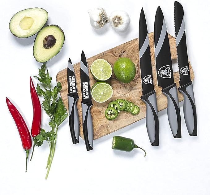 The Sports Vault NFL Las Vegas Raiders 5-Piece Kitchen Knife Set