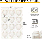 2 Inch Small Heart Shaped Silicone Molds for Chocolate, Candy, Cake, Soap (Set of 2, Cream)