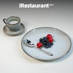 Organic Shape Restaurant Dinner Plates 11.65 ", Commerical Grade Catering Stoneware Plates in Ir-regular Organic Shape, Chip & Scratch Resistant, Glossy Reactive Glaze Grey, Case of 12