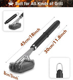 BBQ Grill Cleaning Brush, Heavy Duty Grill Cleaning Brush for Outdoor Grill, 3-Branch Stainless Steel Bristles Cleaner for Easier and Effective Clean, BBQ Tools for Gas/Charcoal Grilling Grates