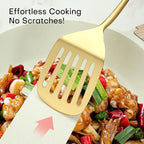 Lazycorner Kitchen Utensil Set 9-Piece Stainless Steel 304 Polished Mirror Finish Cooking Spoons, Slotted Spoon, Turner, Spatula, Pasta Spoon– Dishwasher Safe, Rust-Resistant