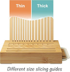 Bamboo Bread Slicer - Adjustable Width Guides. Sturdy Wooden Cutting Board. Easy Slicing for Homemade Bread, Bagels & More