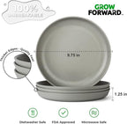 Grow Forward Premium Wheat Straw Plates and Bowls Sets - 8-Piece Wheat Straw Dinnerware Sets - Unbreakable & Reusable Microwave Safe Plastic Dinner Plates for Outdoors, RV, Camping Dishes - Feather