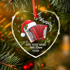 Personalized Text Name & Year Accordionist Glass Ornament, Accordion Instrument Christmas Tree Ornaments, Custom Accordion Player Christmas Ornament 2025, Xmas Decor Gifts for Music Lovers