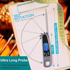 Instant Read Meat Thermometer for Kitchen Cooking, Ultra Fast Precise Waterproof Digital Food Thermometer with Backlight, Magnet and Foldable Probe for Deep Fry, Outdoor BBQ, Grill(Grey)
