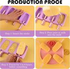 Sakolla Large Silicone Popsicle Molds Set of 3, Oval 4 Cavities Homemade Ice Pop Molds with 150 Wooden Sticks for Ice Cream, Cakesicles, Cake Pop (Purple)