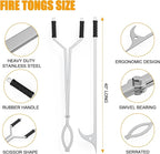 KEESHA 40" Fire Tongs Fire Pit Tongs Set, 40" Fire Poker Set Stainless Steel Log Grabbers Fire Pit Tools Fireplace Tongs for Outdoor Indoor Campfire Picnic Backyard Accessories